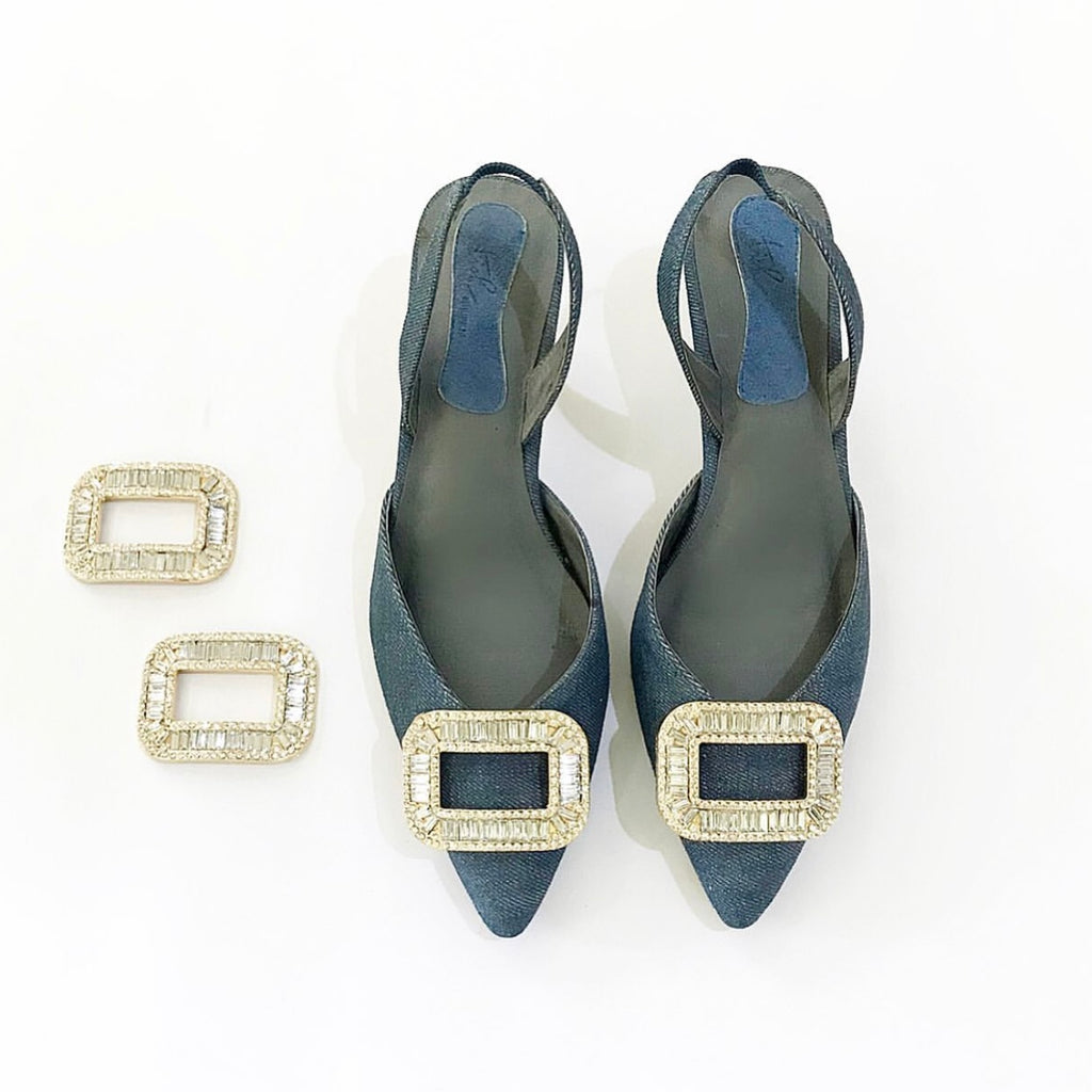 Rhinestone Buckle Slingbacks