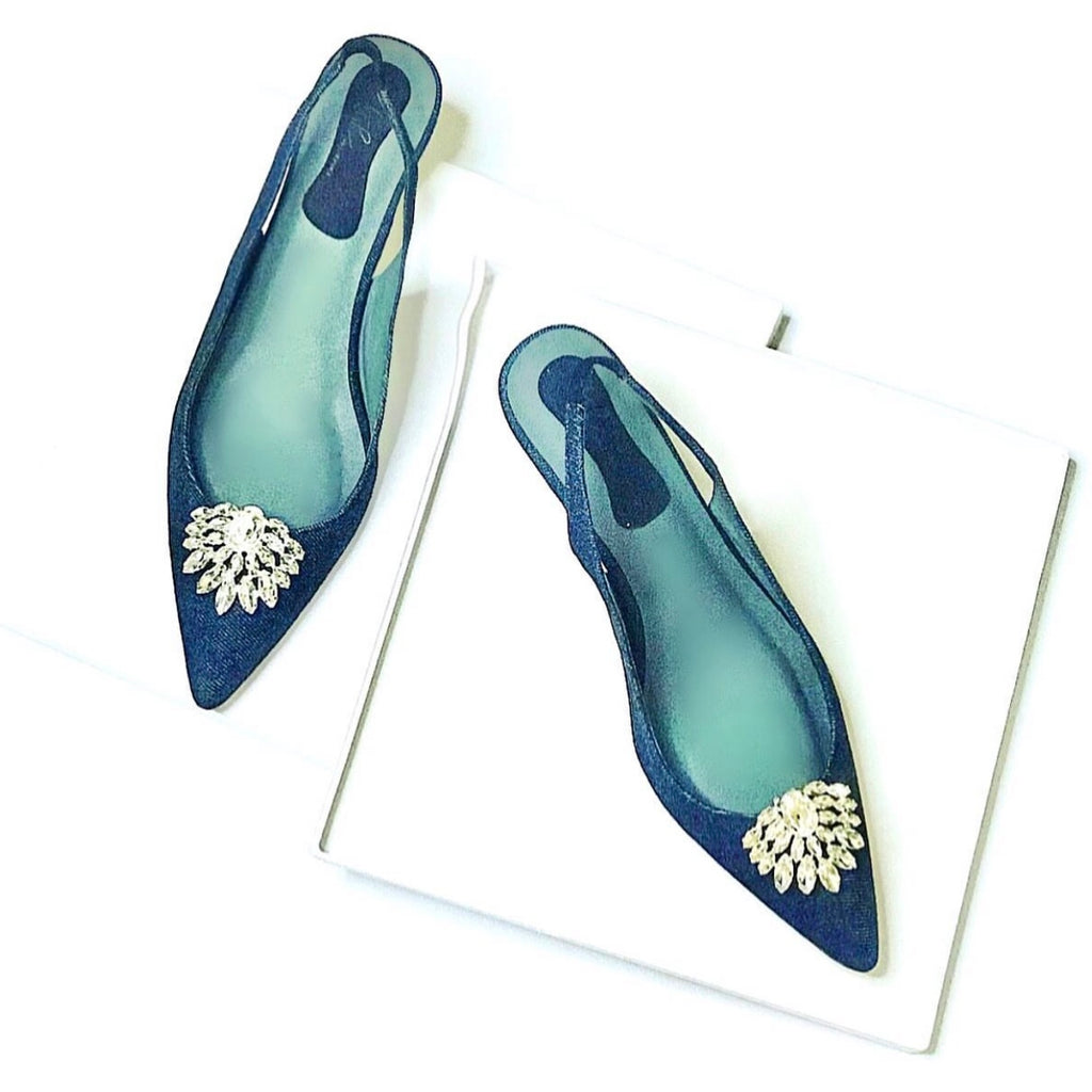 Rhinestone Buckle Slingbacks