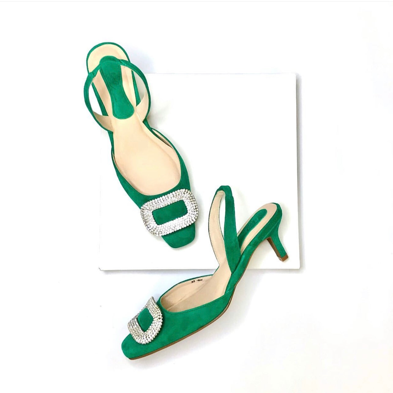 Rhinestone Buckle Slingbacks
